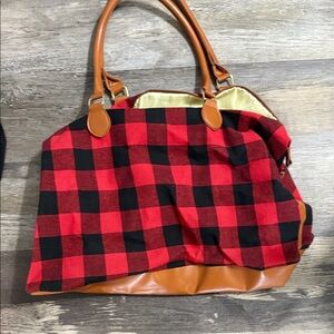 Plaid Red and Black Women's Tote Bag